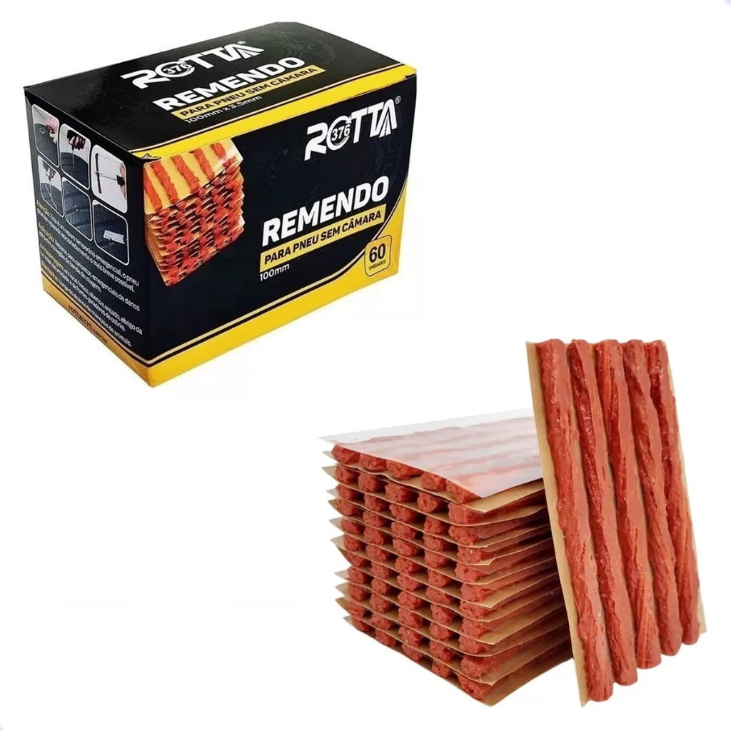 Refil Para Remendo De Pneu Carro E Moto Macarrão Caixa 60 Peças