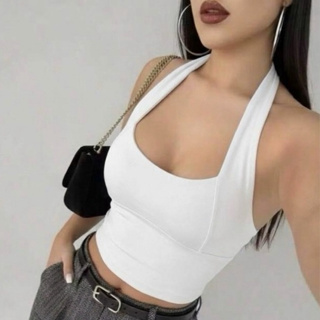Cropped blusinha feminina Halter decotado frente única, costas nua moda blogueira verão, forrado no Suplex premium. em Oferta na Shopee