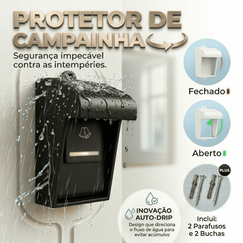 Protetor P/ Campainha Sem Fio Interfone Externa Comercial Residencial Contra Sol Chuva Poeira Resistente C/ Ou Sem Fundo