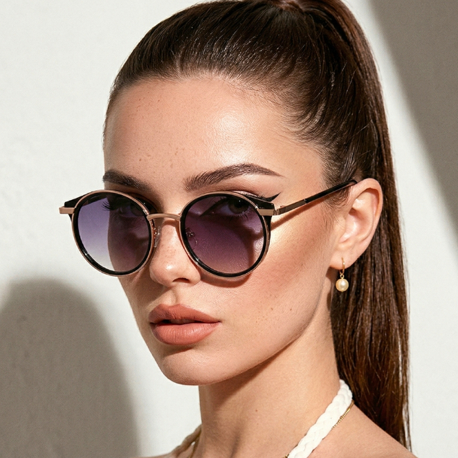 Óculos de Sol Florença Redondo Gatinho Premium Blogueira Elegante uv400 Feminino