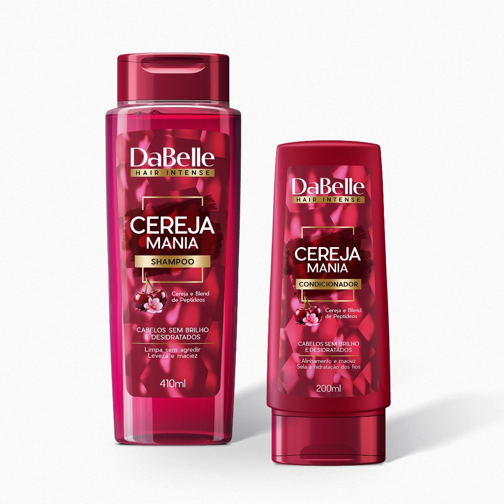 Kit Shampoo 410ml e Condicionador 200ml Cereja Mania - DaBelle Hair