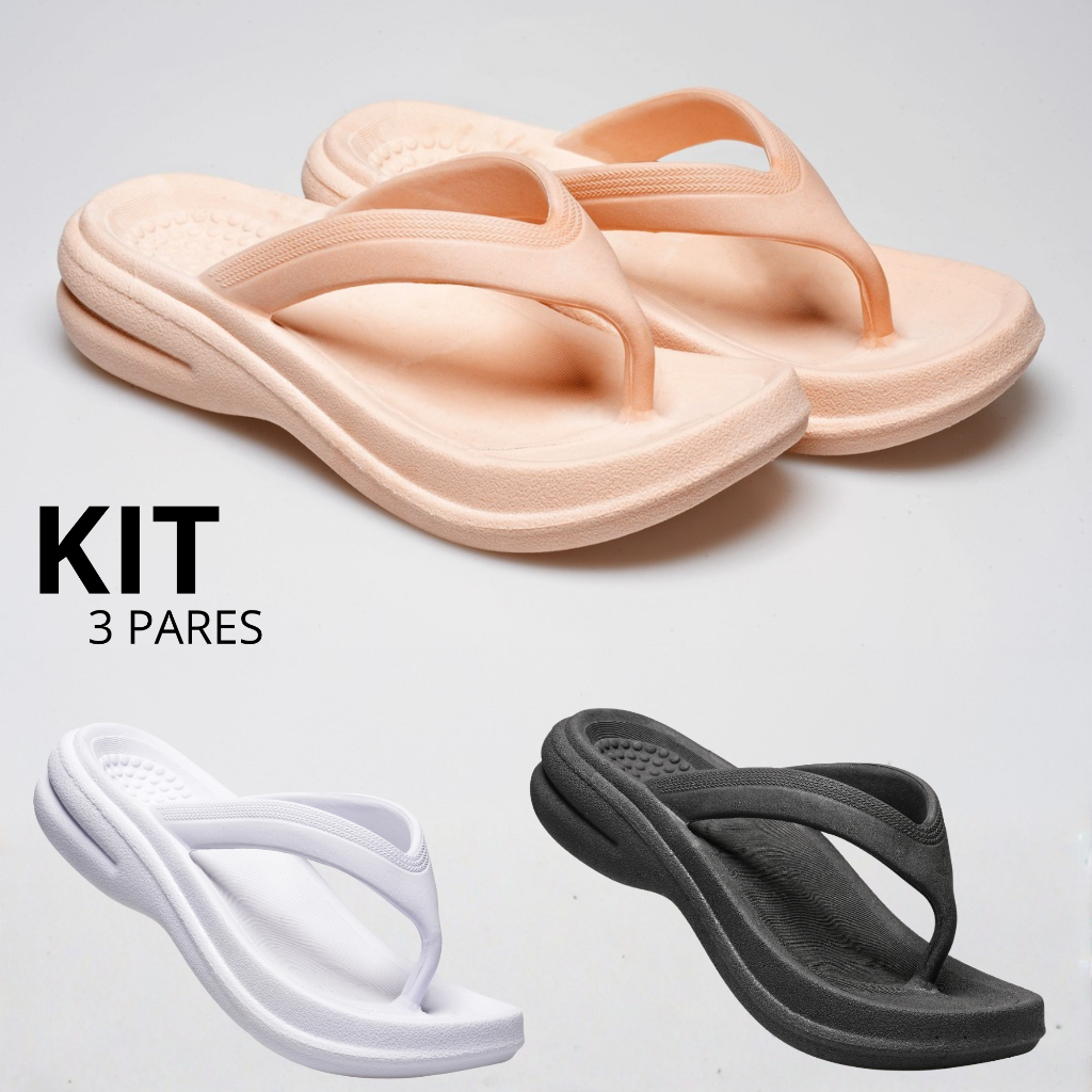 Kit 1 2 e 3 Pares Tamanco Feminino Anatómico Conforto