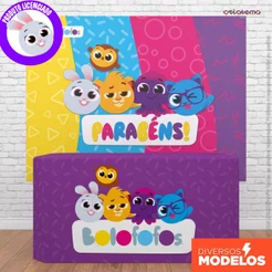 Painel de Festa Bolofofos + Capa de Mesa Decoração Aniversário Infantil Sublimada Em Tecido - Licenciado