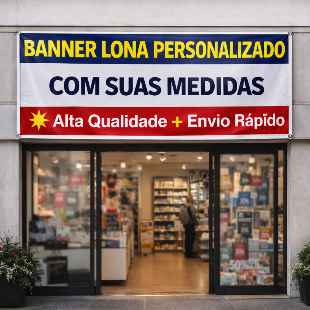 Banner Lona Personalizado 2.40x70cm | Faixa para Fachada Loja Promoção Mercado Salão | Alta Durabilidade + Envio Rápido