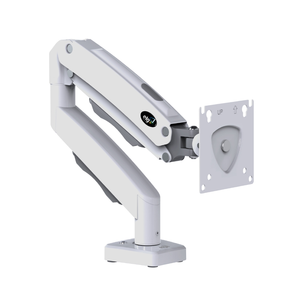 Suporte Ergonômico de Mesa, Monitor 17" a 35", Pistão a Gás, Giro 360°, até 9kg, Branco, F80W, ELG