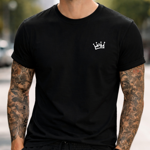 Camiseta Coroa Masculina Estampada camisa Premium Algodão Moda Streetwear Rei Luxo Tendência 2026