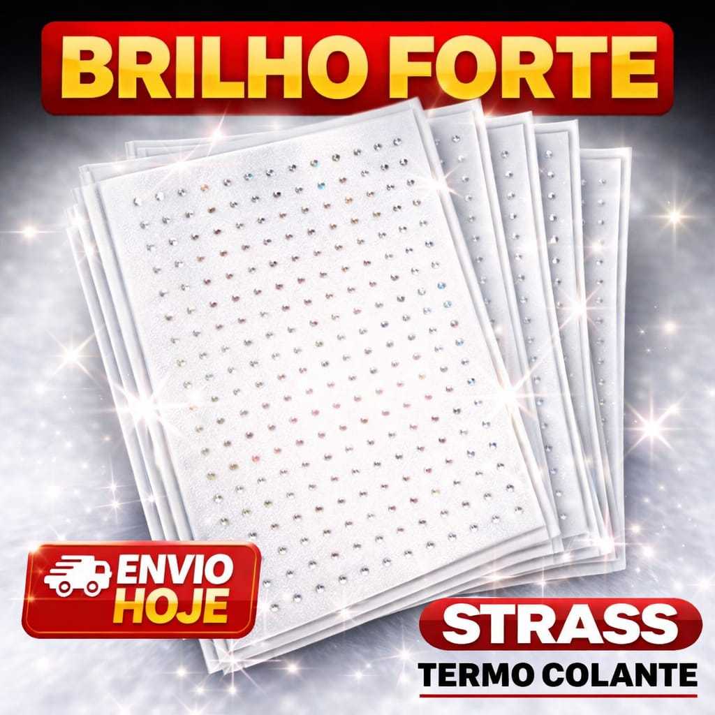 Leve 3 Cartelas Strass Termocolante por R$18,90