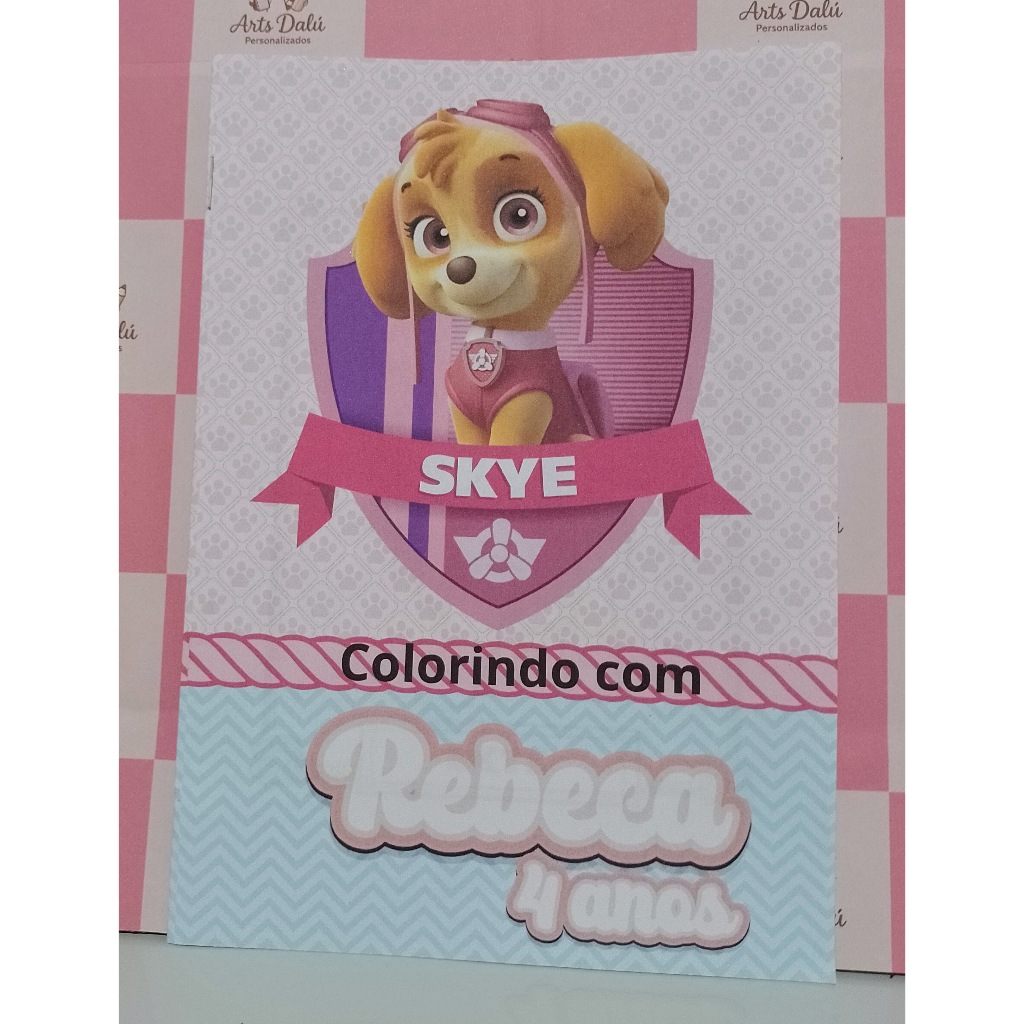 Livrinho de colorir lembrancinha SKYE/Aniversário/Personalizado/Revistinha de Colorir/Festa infantil