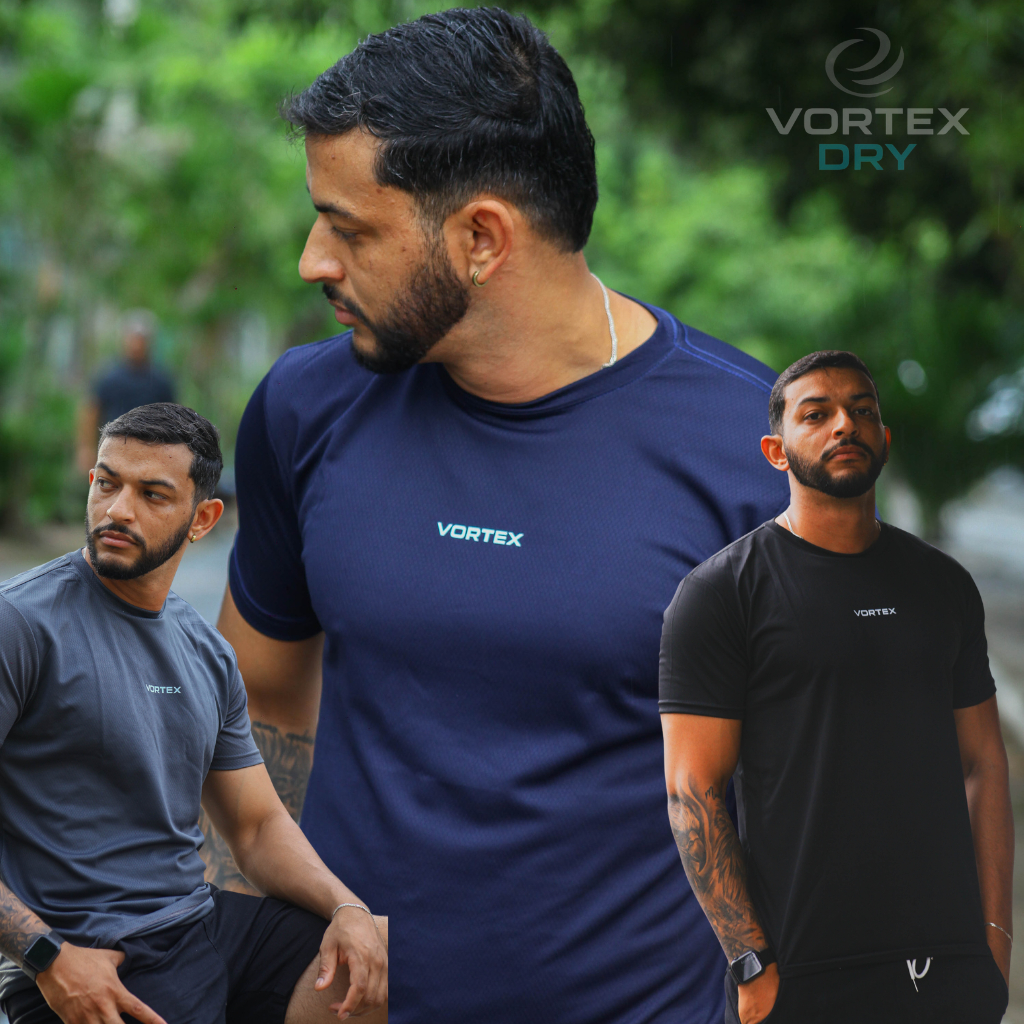 Kit 3 Camisa Dry Fit Masculina Vortex - Academia Musculação Treino Fitness e Esportes