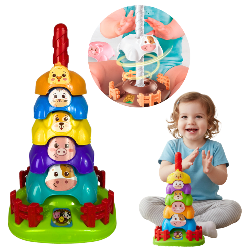 Brinquedo Educativo Gira Zoo Torre Giratória de Animais Interativo para Bebês em Oferta na Shopee