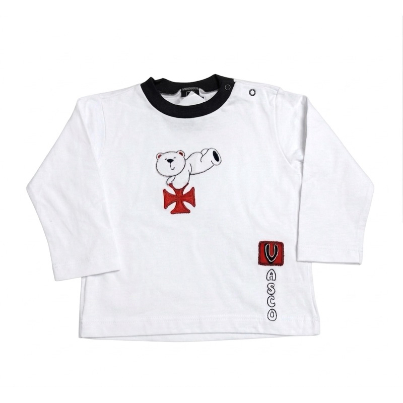 Camiseta Manga Longa Vasco Ursinho Unissex 100% Algodão