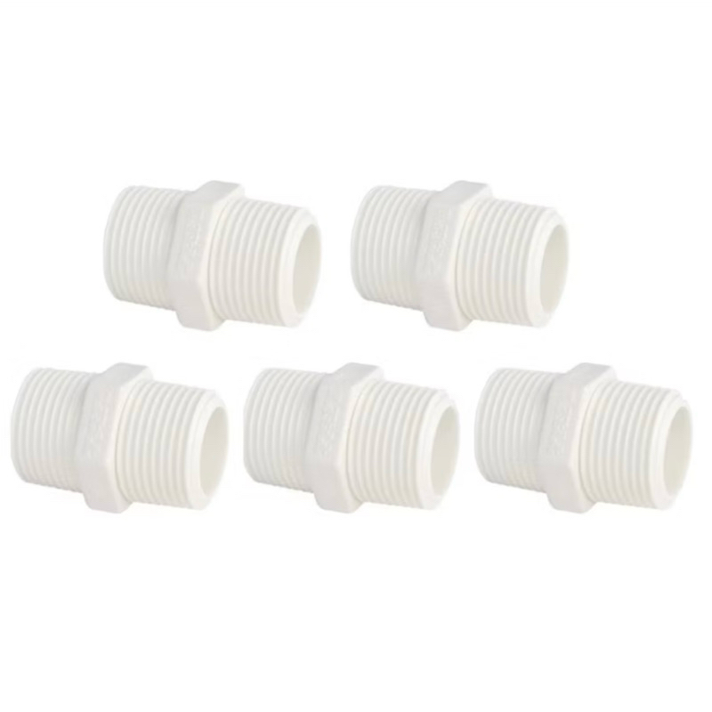 Kit 5 Nipel Niple Niplo Branco 1/2 x 1/2 (20MM) - 3/4 x 3/4 (25MM) Branco Roscável Rosca Rosqueável Conexão Plástico PVC