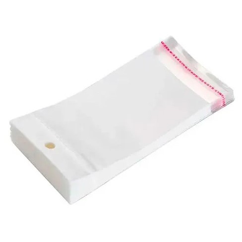 Saco BOPP Adesivado Com Furo Transparente 1000 Unidades Solapa Aba Adesiva Atacado