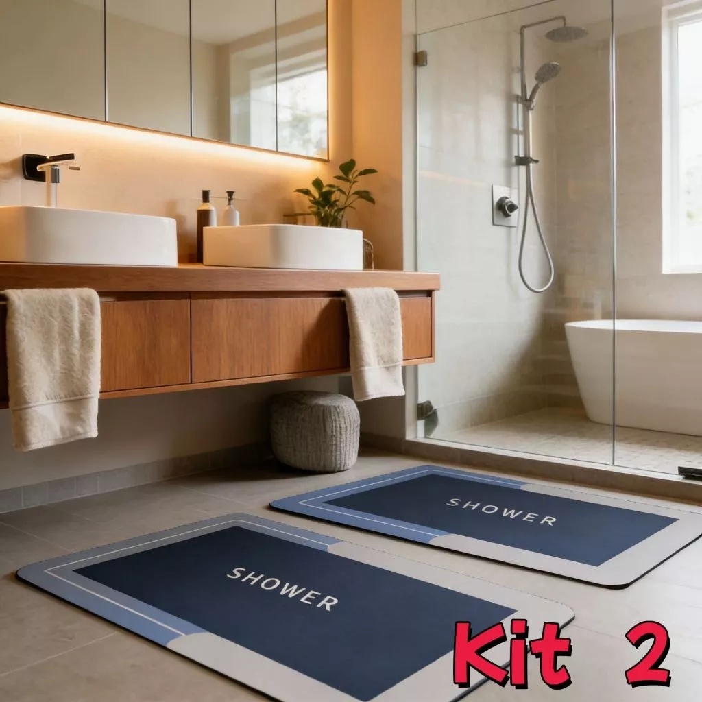KIT Tapete De Banheiro Quadrado Absorve Água Antiderrapante Secagem Rápida 40x60 RFE:(Jy-0065)7KIT Tapete De Banheiro Qu