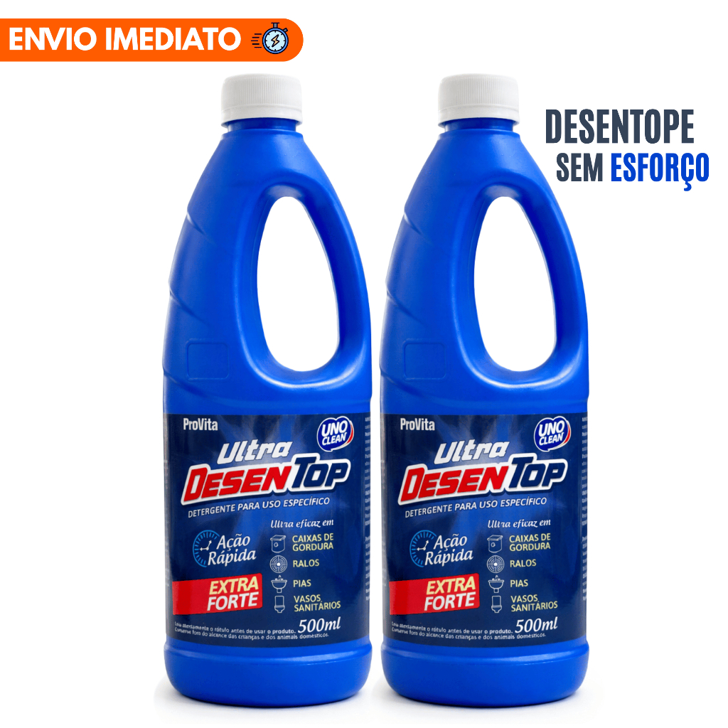 Kit 2 Desentupidor Líquido Ultra Desentop Cano Pia Fossa Vaso Sanitário Cozinha Caixas de Gordura em Oferta na Shopee