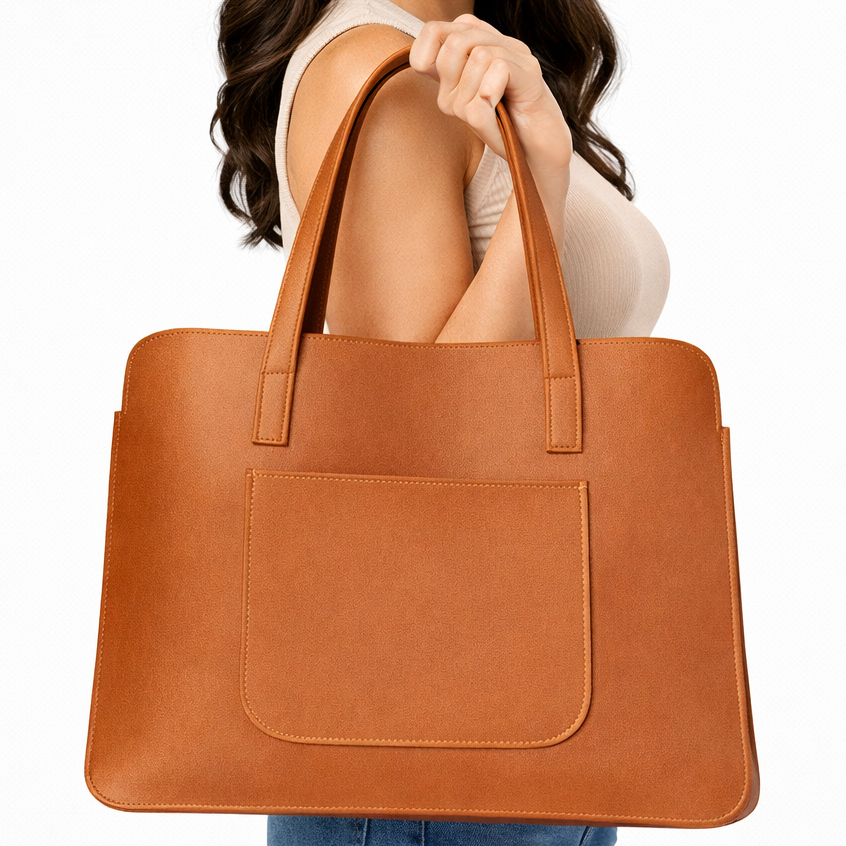 Sacola para Notebook Feminina 42cm Executiva Elegante Couro Sintético Premium