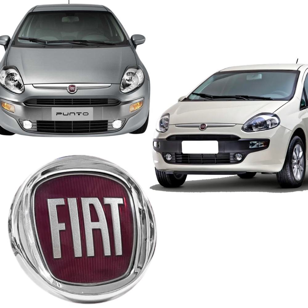 Emblema Dianteiro Grade Logo Fiat Punto 2008 a 2012 Vermelho