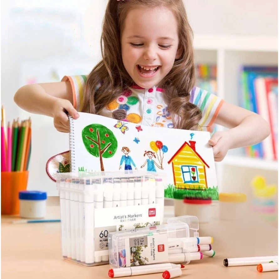 12/24/36/48/60/120 Cores Caneta Marcadora De Cabeça Ponta Dupla Para Estudantes Material Escolar