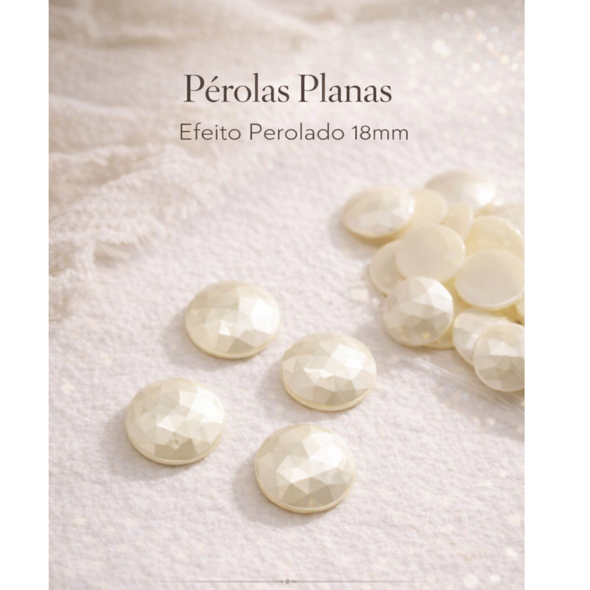 Meia Pérola Abs Creme 18mm para Colagem Chaton Artesanato  Customização