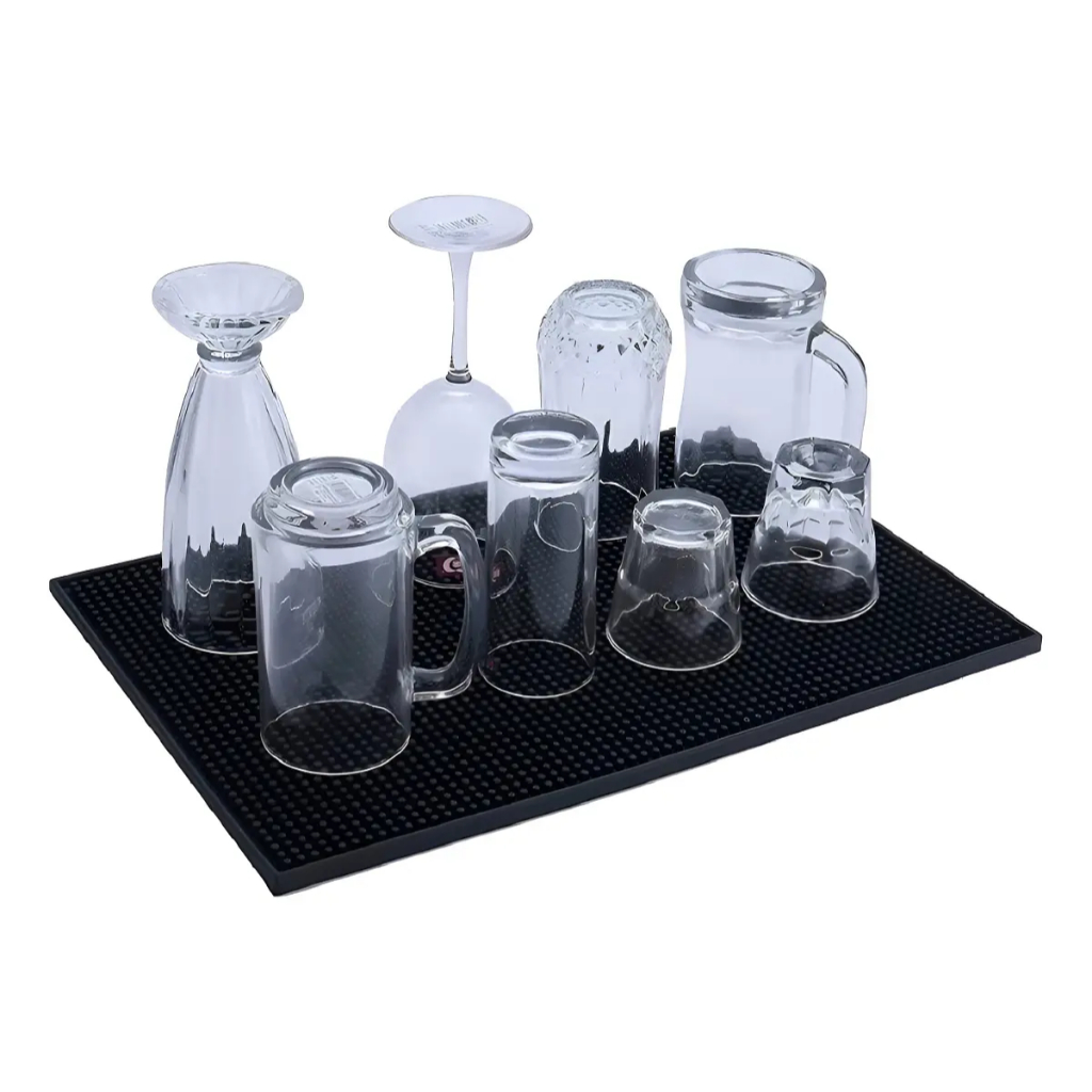 Tapete Escorredor De Louça Silicone 45x30cm Cor Preto Bar Mat Padaria Copos