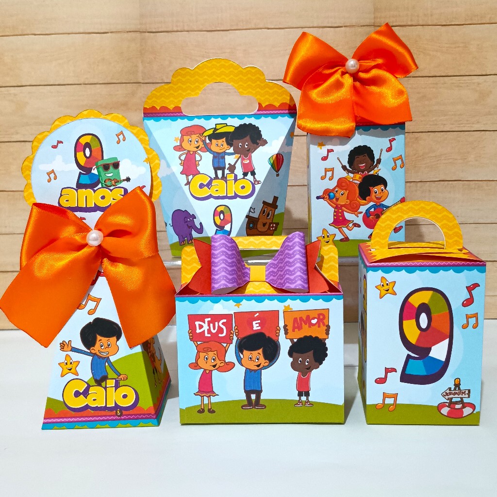 Kit Festa 3 PALAVRINHAS – Caixinhas Personalizadas Pegue e Monte | Lembrancinhas Aniversário
