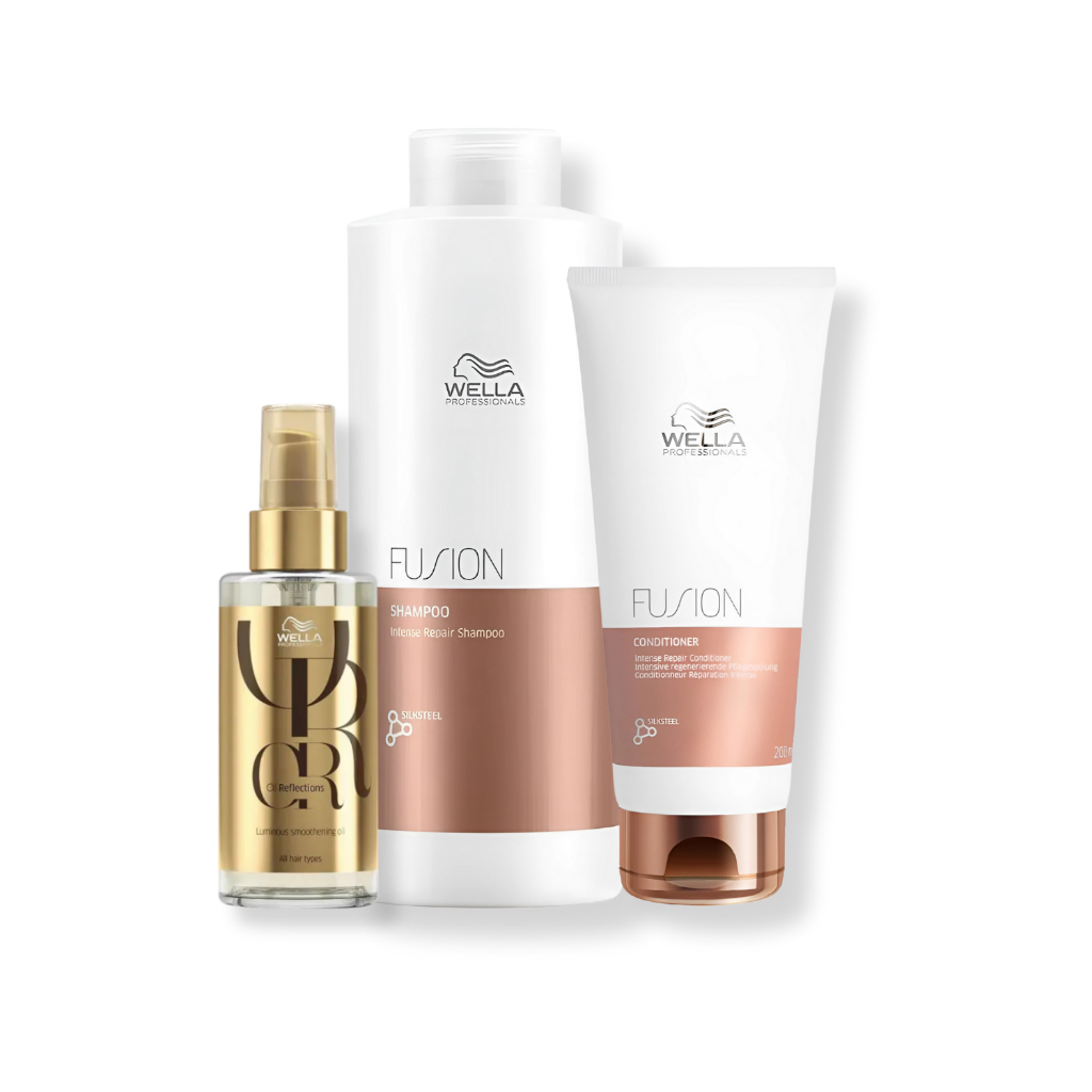 Wella Professionals Fusion - Shampoo 1L + Condicionador 200ml + Óleo Capilar 100ml