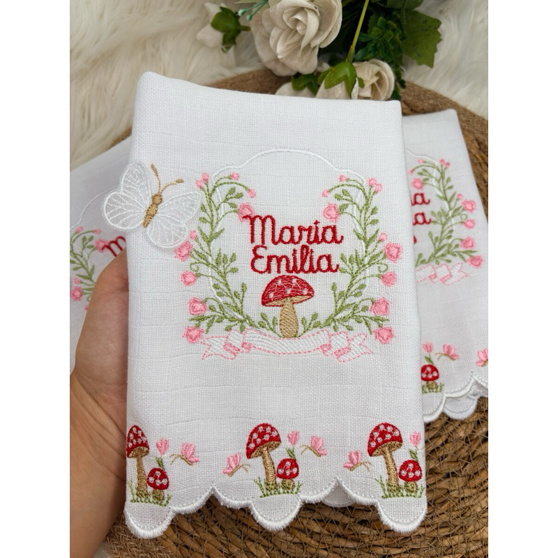 Kit 3 Fraldas de Boca Pano Bebê Personalizadas 100% Algodão – Presente Maternidade