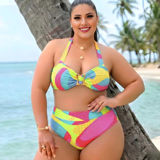 Biquíni Plus Size Hot Pants Suplex Praia Piscina Com Bojo Feminino Curves — imagem 1