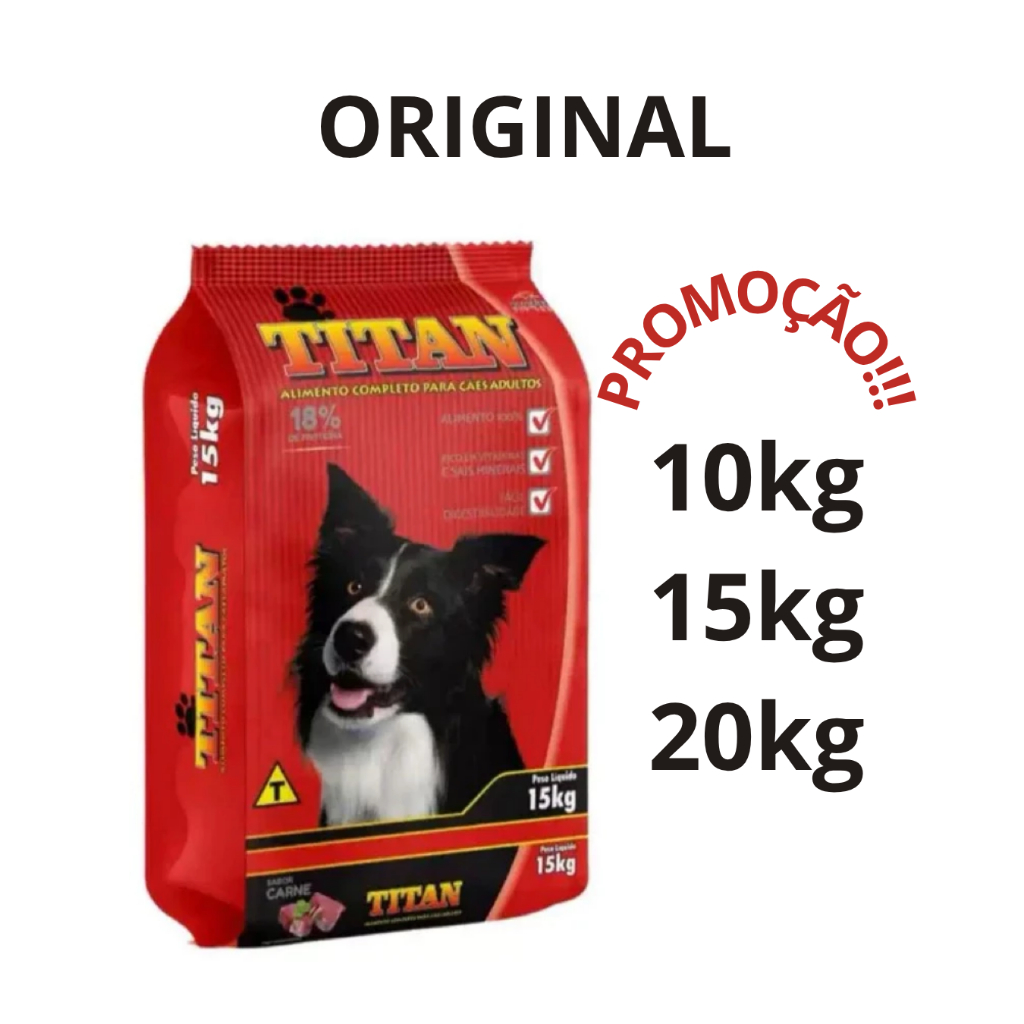 Ração Cães Adultos Titan Sabor Carne 10/15/20 kg