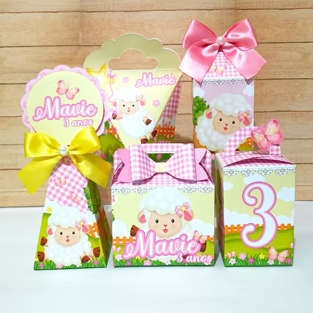 Kit Festa Chá de Bebê Personalizado Ovelhinha | Caixinhas e Lembrancinhas para festa e chá revelação
