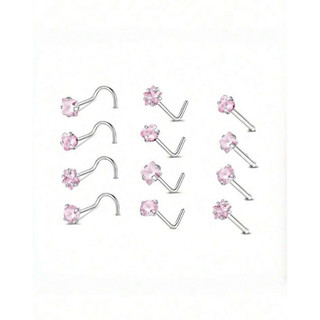 4 Peças Conjunto de Brincos de Nariz de Zircônia em Aço Inoxidável, Piercing de Nariz Anel com cores sortidas
