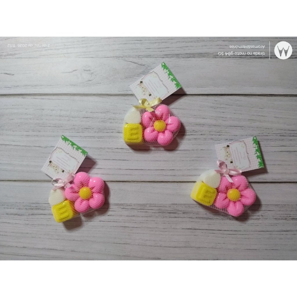 Lembrancinha Sabonete Flor + Mini Coração + Inicial - Margarida - Girassol - Flores - Rosa - Botão