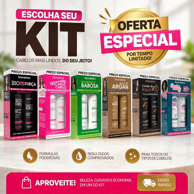 Kit Shampoo e Condicionador Todos Os Tipos de Cabelos Relampago Hoje — R$ 19,79 em Shopee, 60% OFF