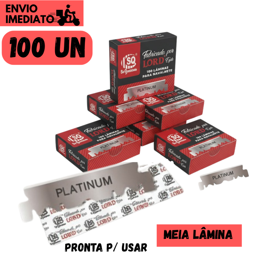 Kit 100 Meia Lâmina Lord Egito Original Para Navalhete Barbeiro Profissional Barbearia
