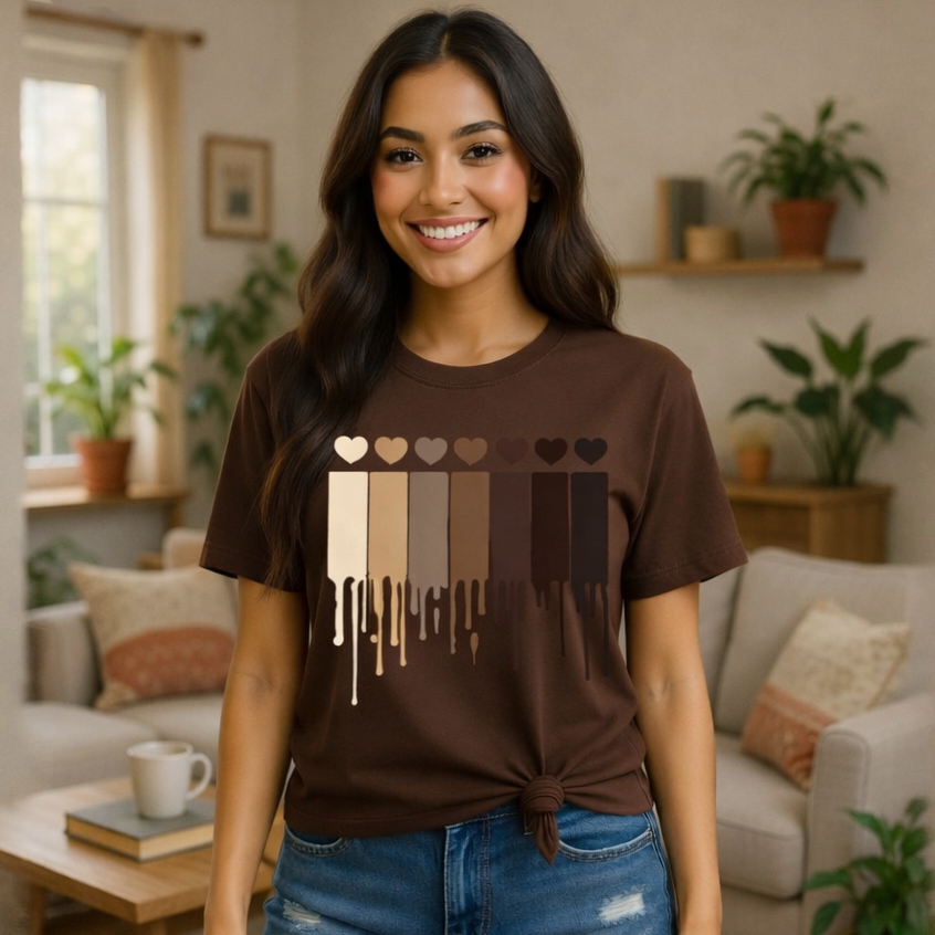 Camiseta Feminina Estampada com Coração Pintura Premium Corações Estilosos Confortavel