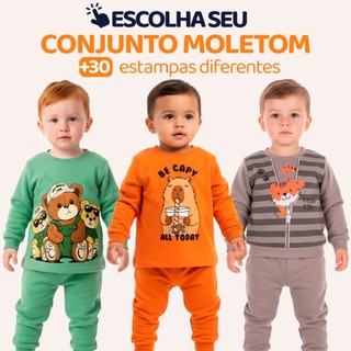 Conjunto Moletom Bebê Menino Neném Blusa e Calça Manga Longa Roupa de Frio Inverno Mascul…