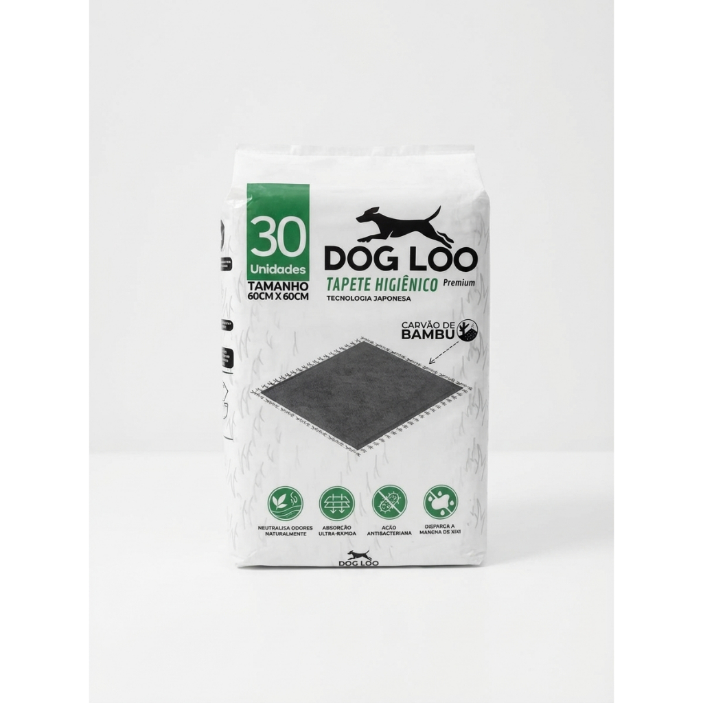 Tapete Higiênico Pet 60X60CM Carvão Ativo 30 Unidades 6 Camadas Alta Absorção