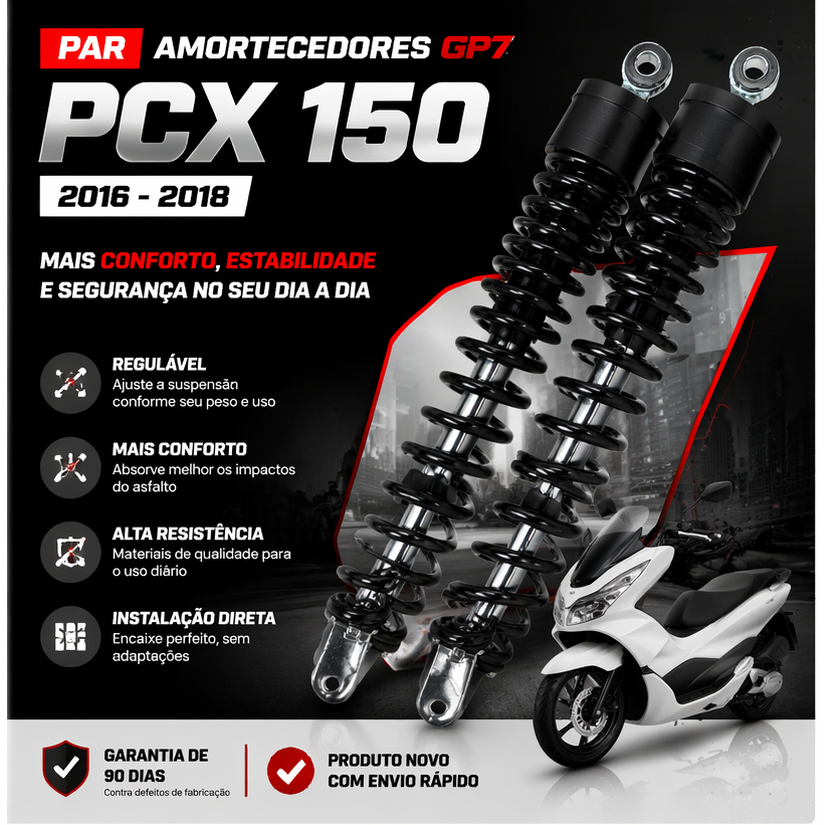 Par Amortecedor GP7 para Honda PCX 150 2016 a 2018