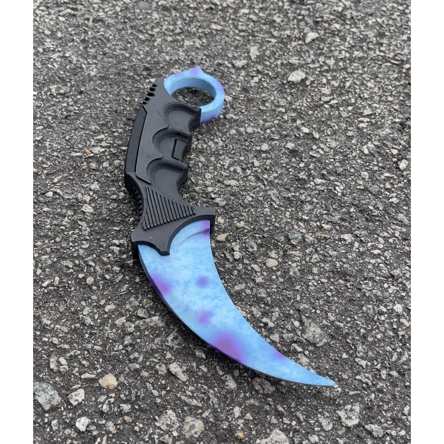 Karambit Blue Gem CS2 Counter Strike Réplica Decorativa Colecionável Pintura a mão