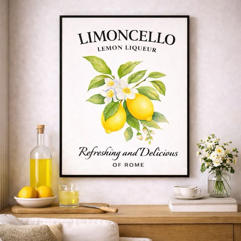 Decoração Moderna Limão Limoncello Rome Cozinha Quadro Decorativo