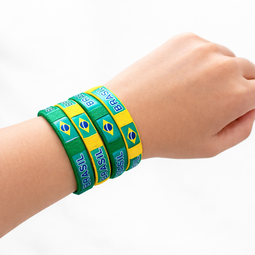 Kit Braceletes Brasil Ajustável Copa do Mundo 2026 Verde Amarelo Premium Unissex