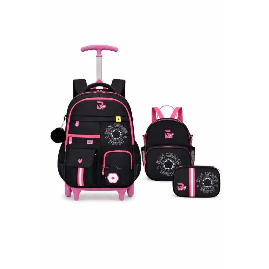 KIT 3 mochila com rodinha + Mini MOCHILA +BOLSA ESTOJO BOX LINDO CONJUNTO FEMENINO