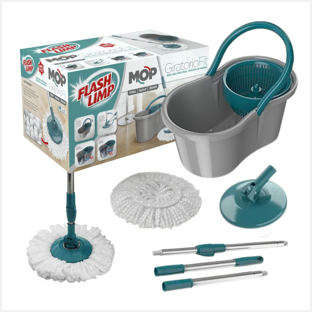 Mop Giratório Fit Balde Centrífuga 8l Esfregão 360 Flashlimp