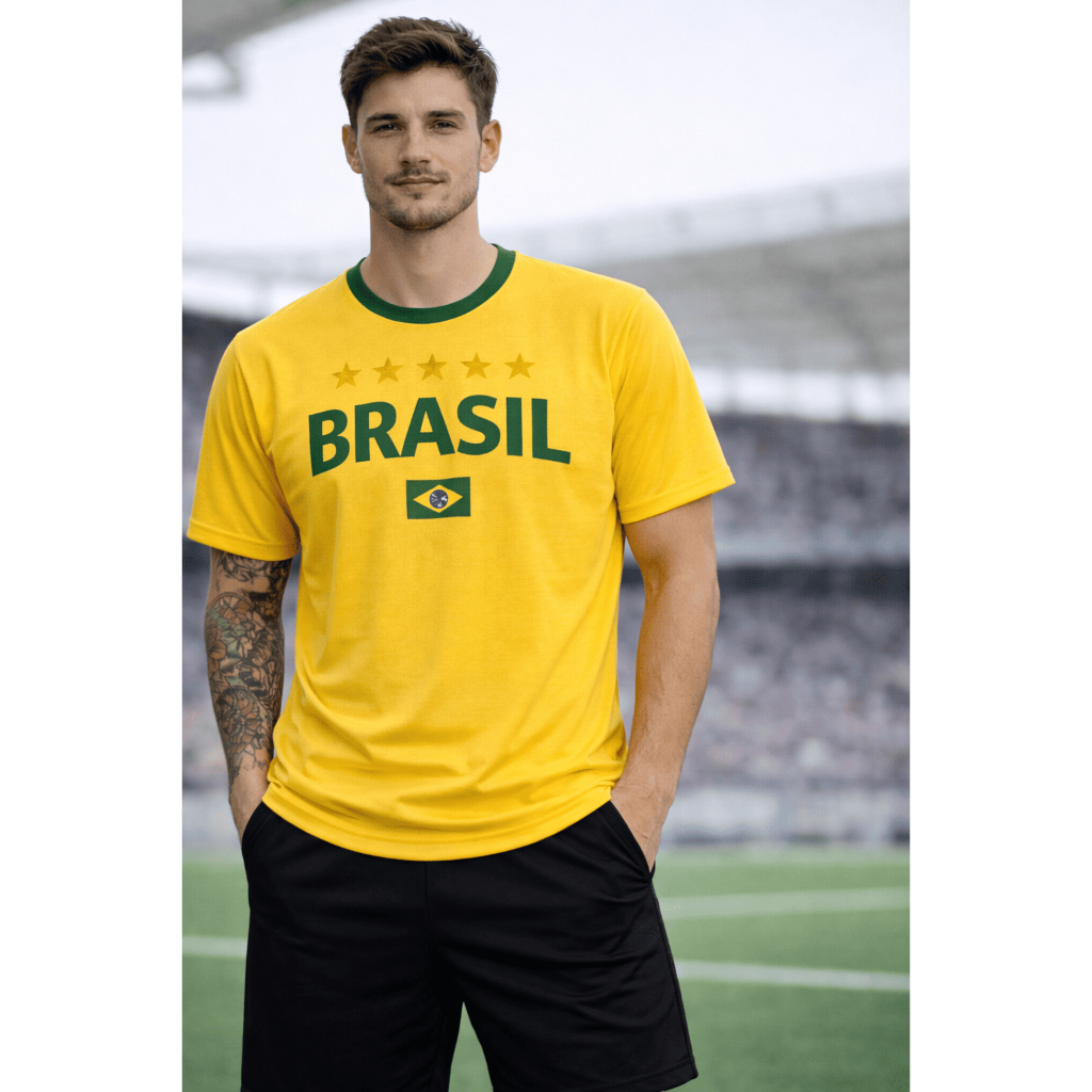 Camisa do Brasil Camiseta Infantil e Adulto Copa do Mundo Bandeira Brasil Neymar