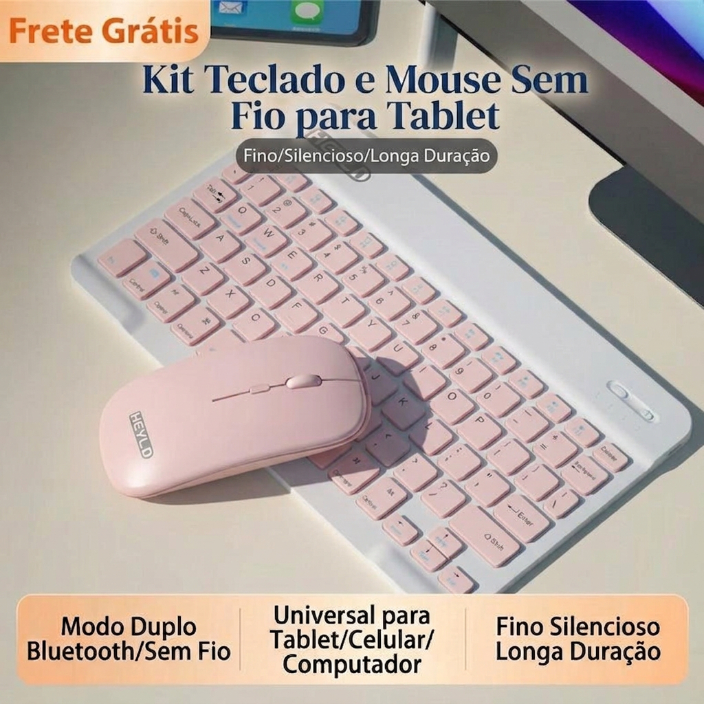 KIT Keyboard e Mouse Wireless Bluetooth Portátil Teclado Sem fio Android/ios-ipad/tablet Recarregável Compatível-HY-030
