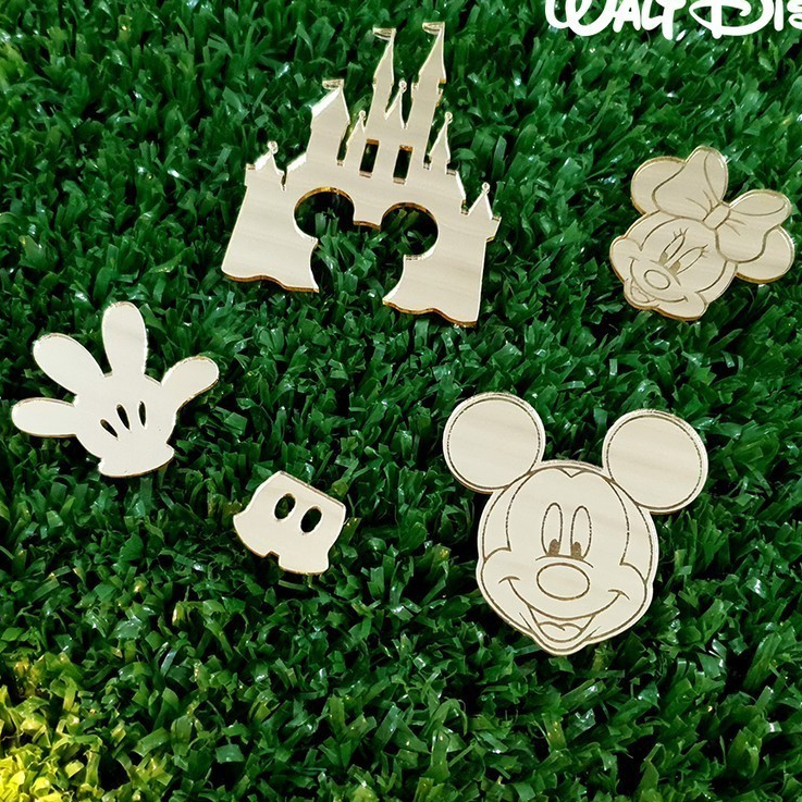 Kit 10-20 ou 30 Aplique Festa Tema Mickey Minnie acrílico espelhado FAST-24HR