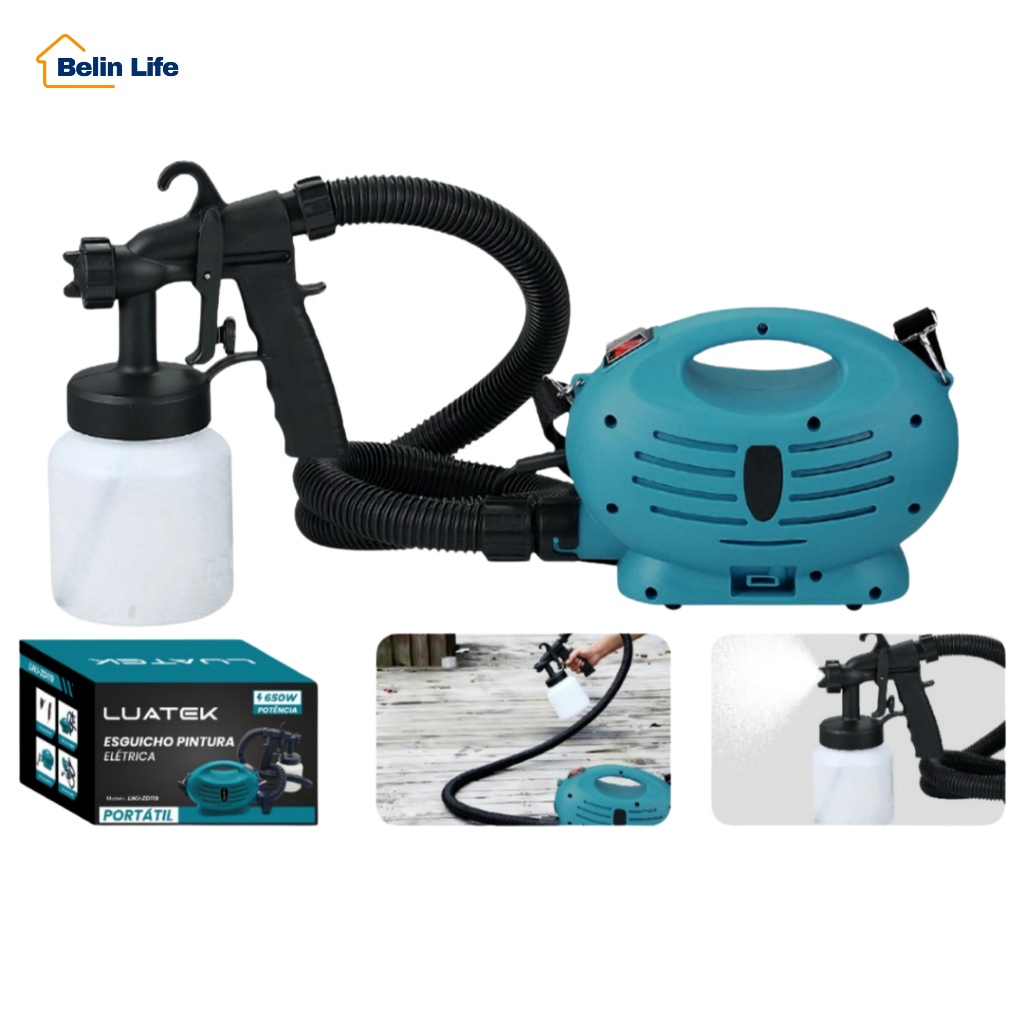 Pulverizador de Tinta 650W Pistola de Pintura Elétrica Profissional 110V 220V Forte  Luatek LWJ-ZD119 em Oferta na Shopee