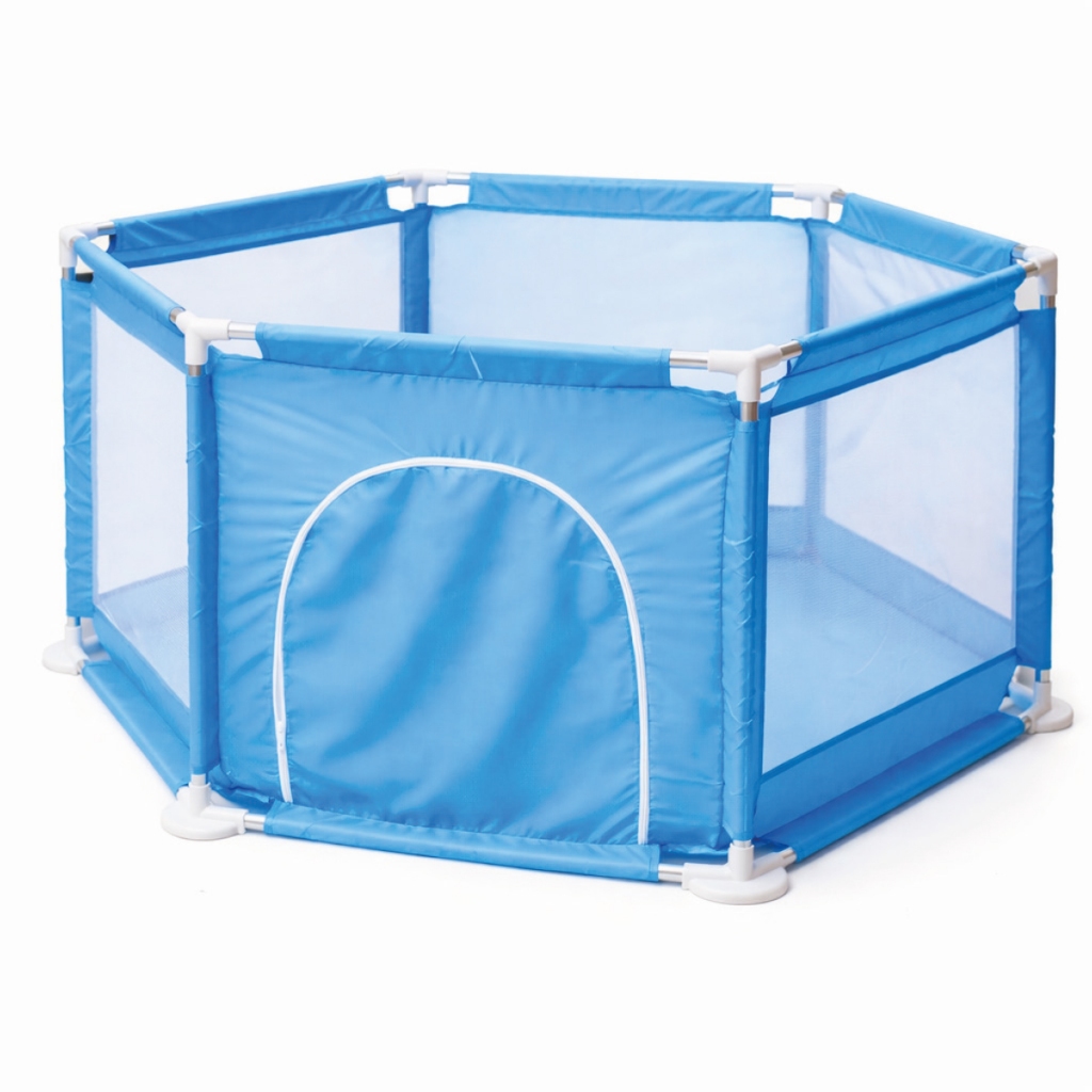 Cercadinho Infantil Bebê Chiqueirinho Azul Desmontável 128x111x66cm Pequeno