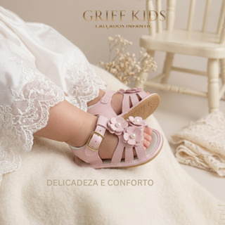 Sandália Bebê Feminina  com Flores e Pérolas Antiderrapante Confortável Batizado Festa Infantil em Oferta na Shopee