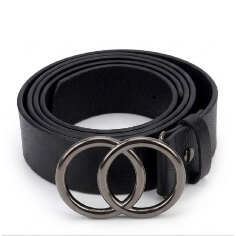 Cinto Feminino Argola dupla Fivela Chumbo Coro sintético Preto produção própria